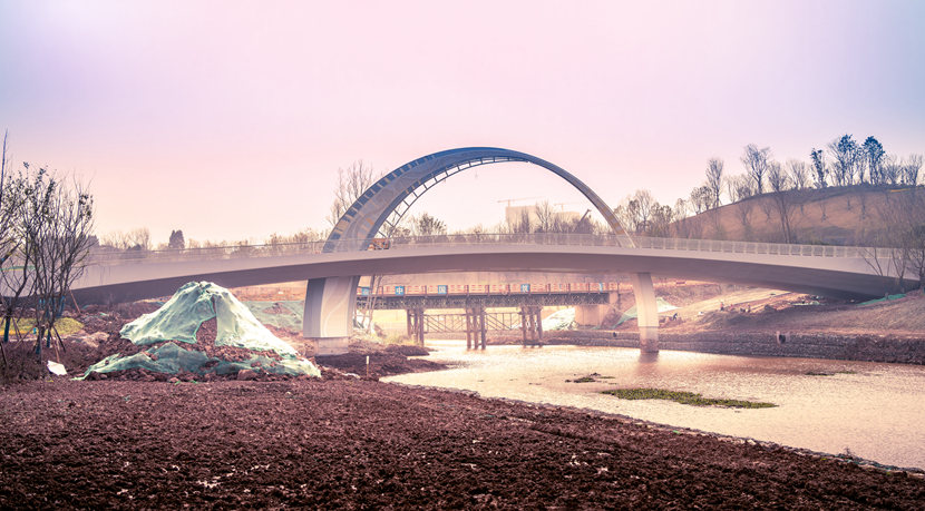 2024成都世园会主会场三座景观桥主体结构完成